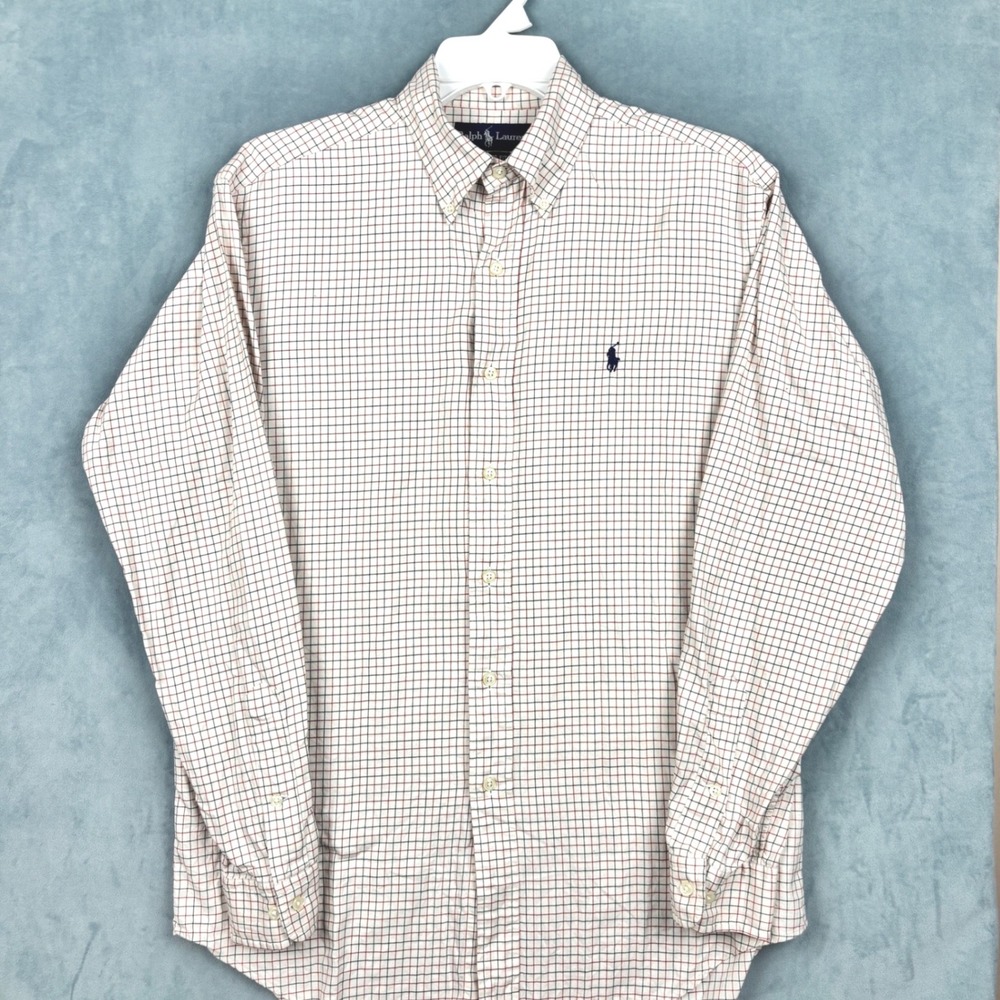 Ralph Lauren Classic Fit Tattersall Check Shirt Mens 15 M Red Navy White Pony